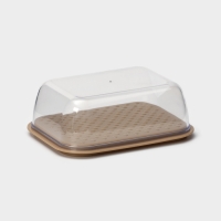 Маслёнка двухсторонняя, 14.5&times;11&times;5.5 см, цвет шоколадный мокко