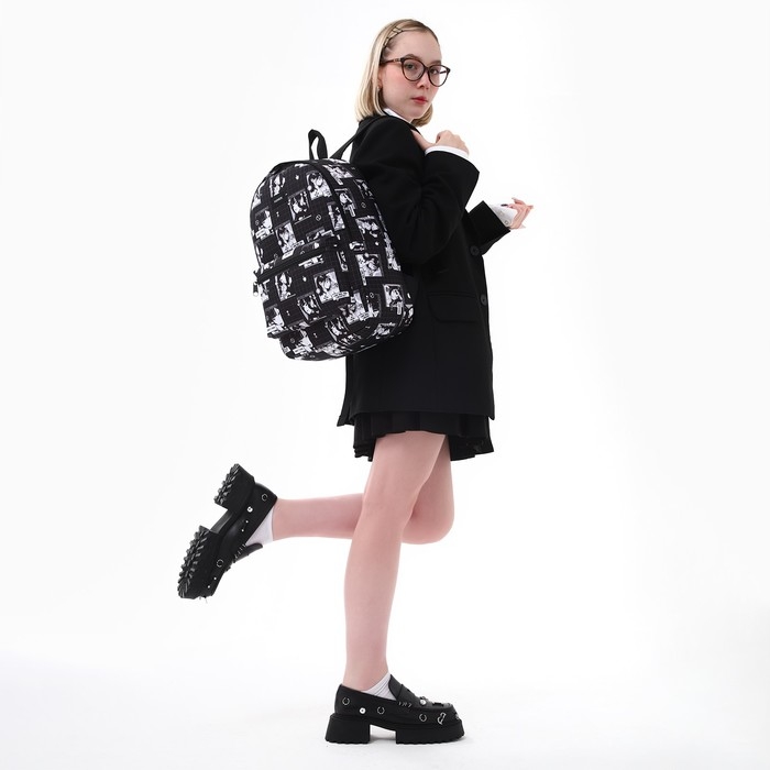 Рюкзак школьный текстильный &laquo;Аниме&raquo;, 42х14х28 см, цвет чёрный