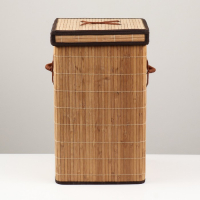 Корзина для хранения,квадрат, с ручками, складная, 30&times;30&times;50 см, бамбук