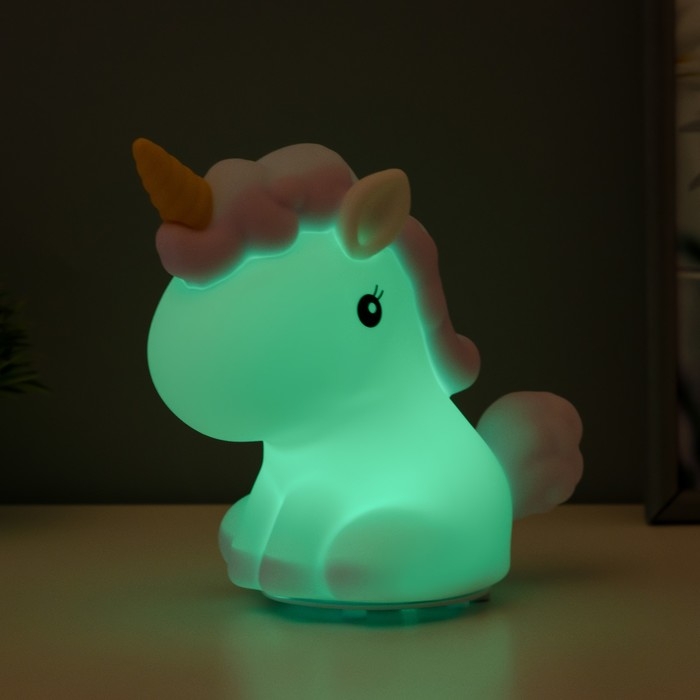 Ночник-мякиш "Антистресс единорог" LED бело-фиолетовый 18х10х16 см
