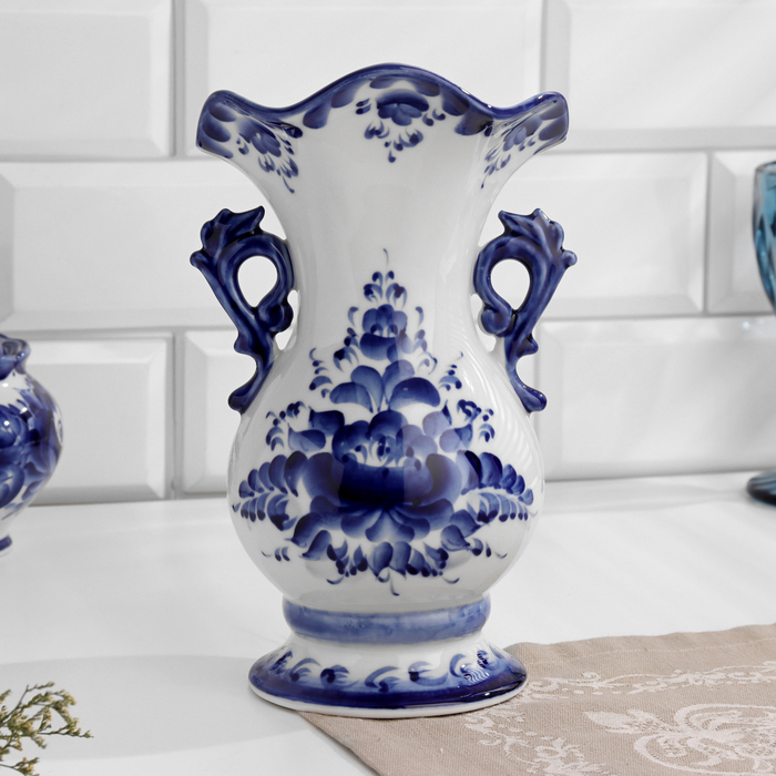 Ваза &laquo;Хризантема&raquo;, 12,5&times;23,5 см, гжель