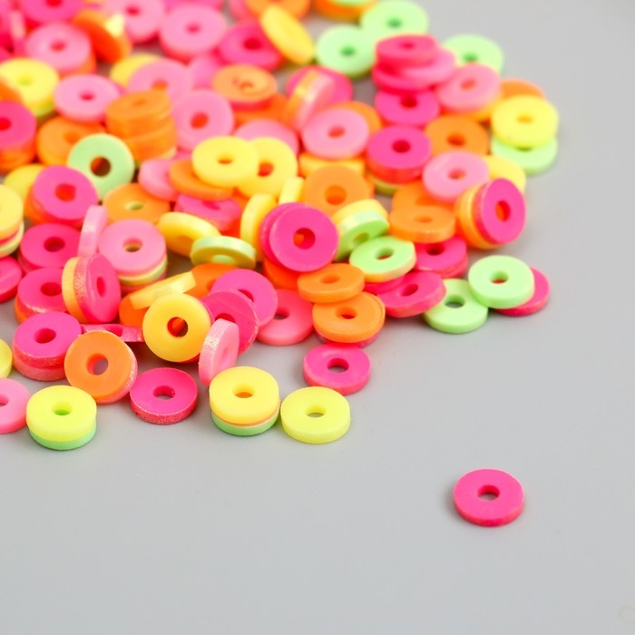Бусины для творчества PVC "Колечки. Перламутр. Карнавал" набор &asymp; 330 шт 0,1х0,6х0,6 см