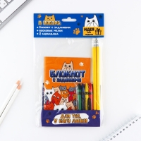 Подарочный набор блокнот А6, карандаши (2 шт.) и восковые мелки (4 шт.) «Для тех, у кого лапки» Подарочный набор блокнот А6, карандаши (2 шт.) и восковые мелки (4 шт.) «Для тех, у кого лапки»