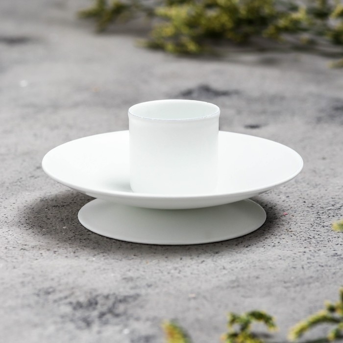 Подсвечник "Лотос 2Н" металл на 1 свечу, 7,5х2,5 см, белый