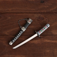 Сувенирное оружие &laquo;Катана на подставке&raquo;, чёрные ножны с красными ромбами, 20см