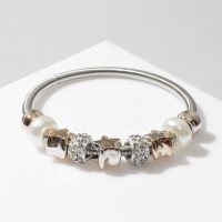 Браслет жемчуг &laquo;Марджери&raquo; звёзды, цвет белый в серебре, d=6,5 см