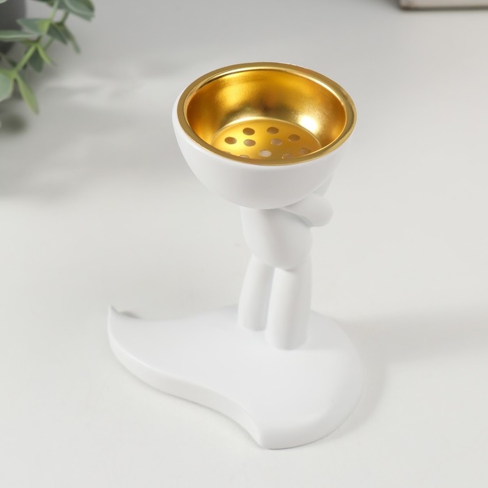 Подставка под благовония полистоун "Человечек" белый 10,9х6,4х9,9 см