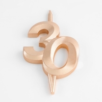 Свеча в торт "Юбилейная", цифра 30, 10 см, шампань Свеча в торт "Юбилейная", цифра 30, 10 см, шампань