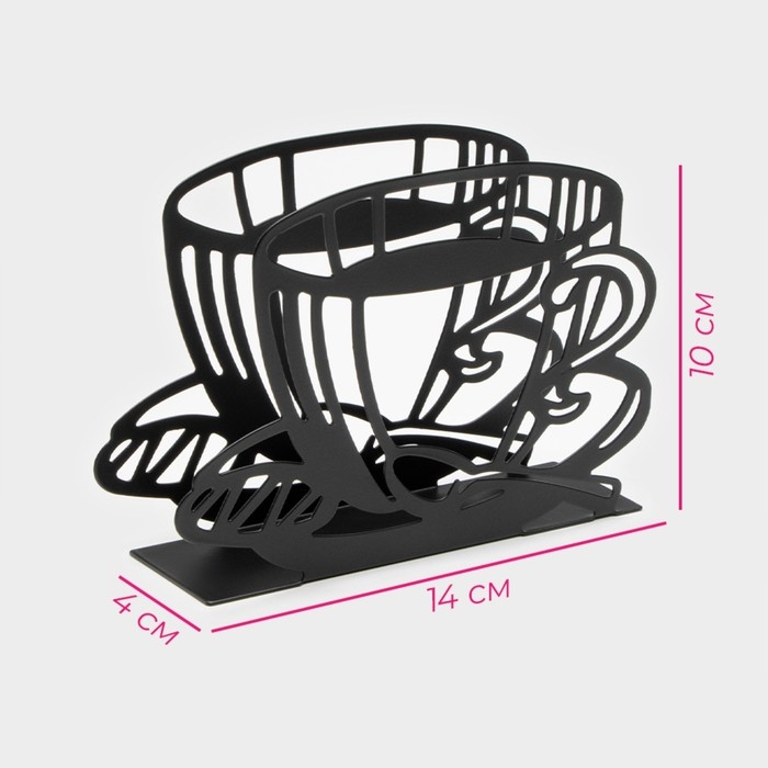 Салфетница Доляна &laquo;Кофе&raquo;, 14&times;4&times;10 см, цвет чёрный