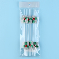 Новый год! Трубочка-подарок &laquo;Ягодка&raquo;, серебро, набор 6 шт.