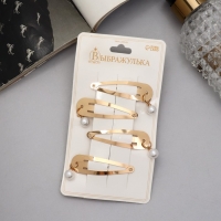 Невидимка для волос "Офелия" (набор 4 шт) бусинка, 4,5 см, золото Невидимка для волос "Офелия" (набор 4 шт) бусинка, 4,5 см, золото