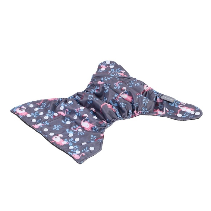 Многоразовый подгузник &laquo;Фламинго&raquo;, 3-15 кг, угольно-бамбуковая ткань, цвет серый, Крошка Я