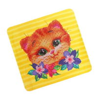 Алмазная мозаика с частичным заполнением на шкатулке &laquo;Котик&raquo;, 14 х 14 см