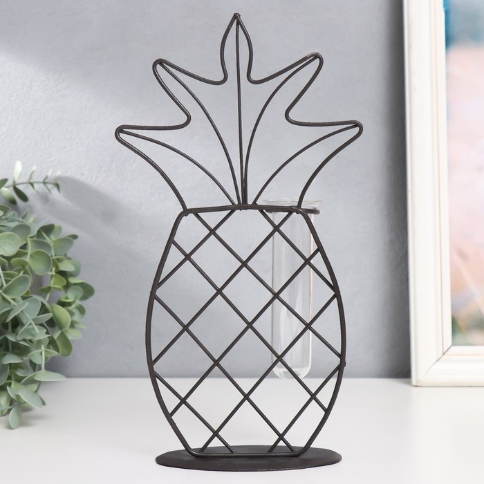 Декор металл, стекло "Ананас" чёрный 15х5,5х25 см