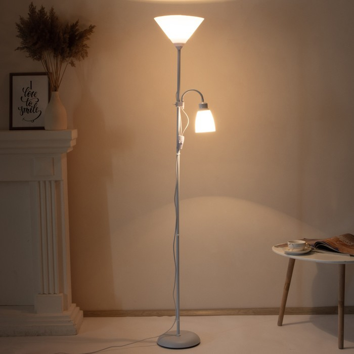 Торшер "Тренд 2" 1х40Вт Е27+1хЕ27 40Вт белый 22х22х180 см.