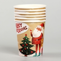 Стакан бумажный &laquo;Дед Мороз у ёлочки&raquo;, набор 6 шт.