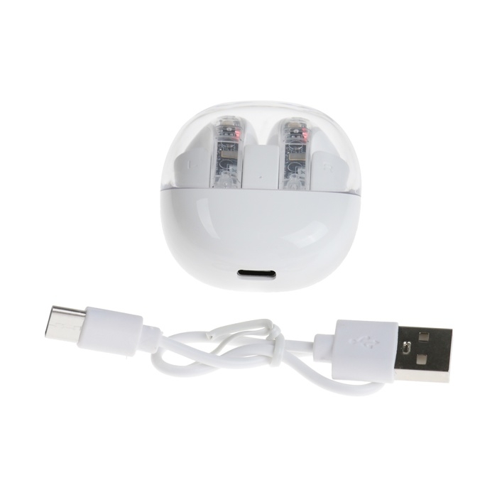 Наушники беспроводные R20, TWS, вкладыши, BT 5.3 , 30/200 мАч, шумоподавление, белые Наушники беспроводные R20, TWS, вкладыши, BT 5.3 , 30/200 мАч, шумоподавление, белые