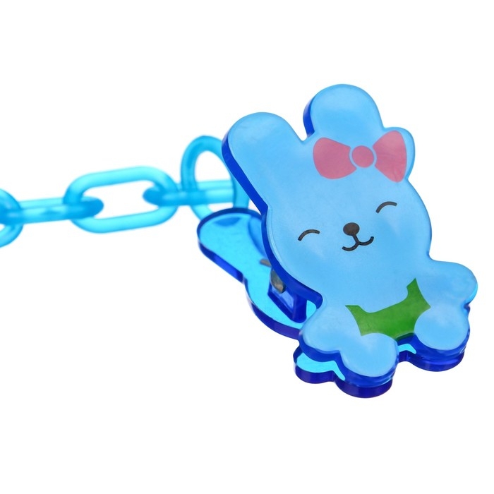 Соска - пустышка силиконовая классическая, от 6 мес.,с колпачком + держатель &laquo;Зайка&raquo;, цвет голубой