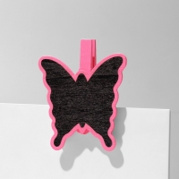 Меловой ценник на прищепке &laquo;Бабочка&raquo;, 2 шт. в наборе, 1,5&times;10&times;8 см, цвет розовый