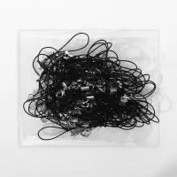 Основа для брелока на нитке с карабином 6см набор 100 шт чёрный/серебряный