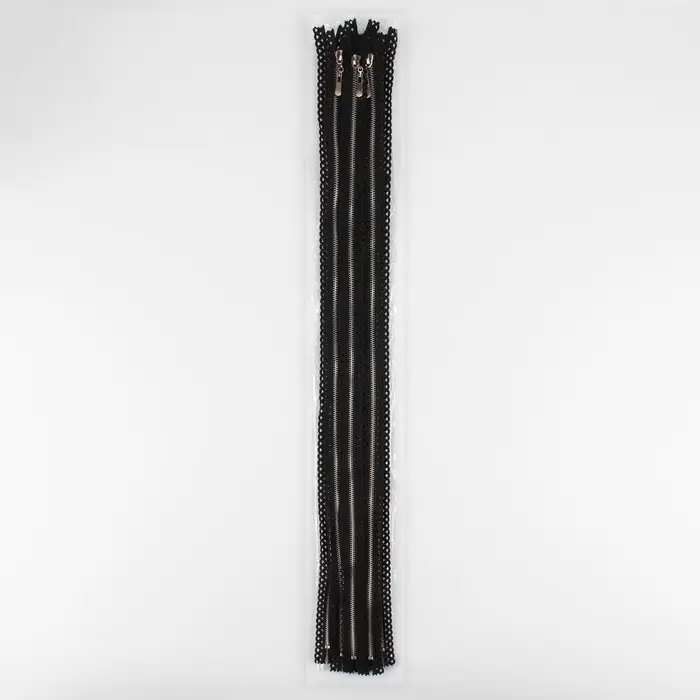 Молния металлическая, №3, неразъёмная, замок автомат, 60 см, чёрная