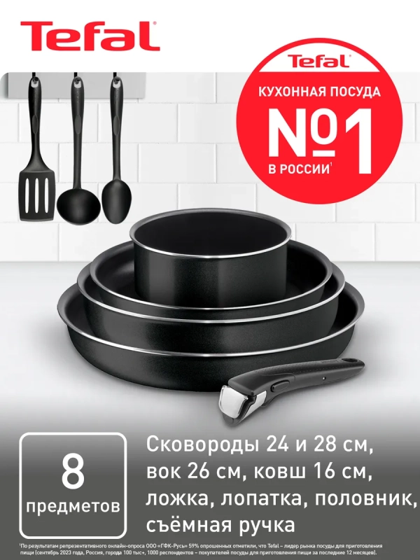 Набор посуды Ingenio Black 04238850, 8 предметов