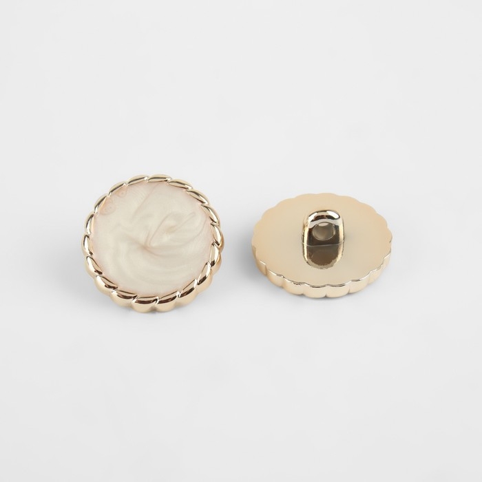Набор пуговиц на ножке, d = 21,5 мм, 5 шт, цвет белый/золотой
