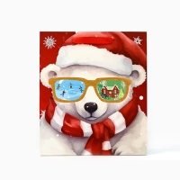 Пакет подарочный новогодний ламинированный &laquo;Медвежонок&raquo;, конгрев, M 30 х 26 х 9 см, Новый год