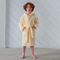Халат махровый детский "Динозавр"  р-р 34 (122-128 см), бежевый