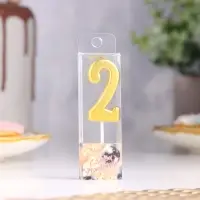 Свеча в торт на шпажке &laquo;Цифра 2&raquo;, золотая, 4.5&times;2.5 см