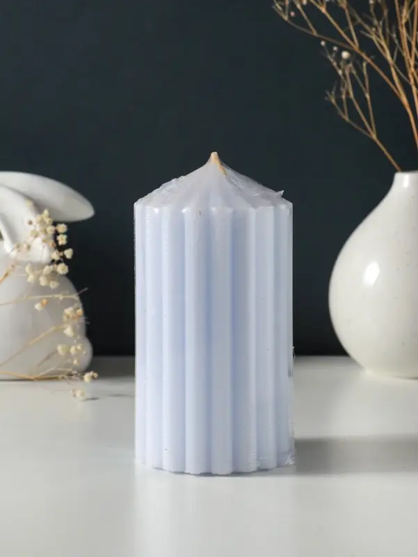 Свеча-цилиндр 7х14 см, 370 гр, рифлёная, лаванда