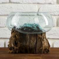 Вазон стекло на дереве "Забота" 20х25х25 см, МИКС