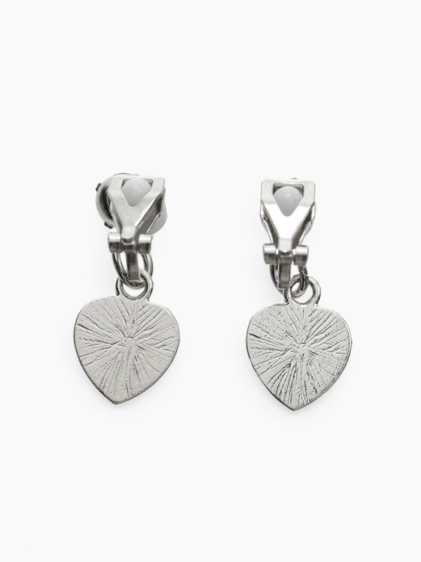 Серьги-клипсы детские "Выбражулька" сердце кристалл, цвет сиренево-радужный