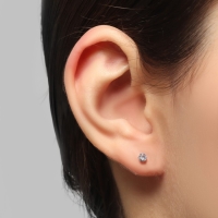 Серьги со стразами &laquo;Пусеты&raquo; сияние, круг, d=0,4, цвет белый в серебре