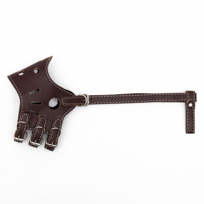 Намордник из прессованной кожи регулируемый, №3, ДН 6,8 см, ОМ 21-28 см, коричневый