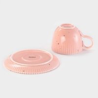 Чайная пара Доляна &laquo;Коралл&raquo;, кружка 275 мл, блюдце 15.9&times;15.9 см, керамика, розовая