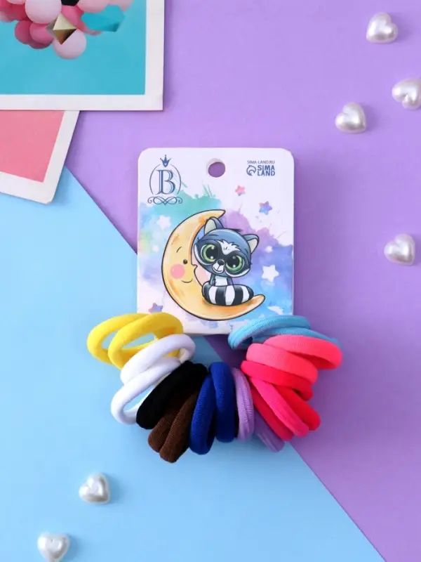 Резинка для волос &laquo;Енотик&raquo;, набор 20 шт., месяц, 2.5 см, МИКС