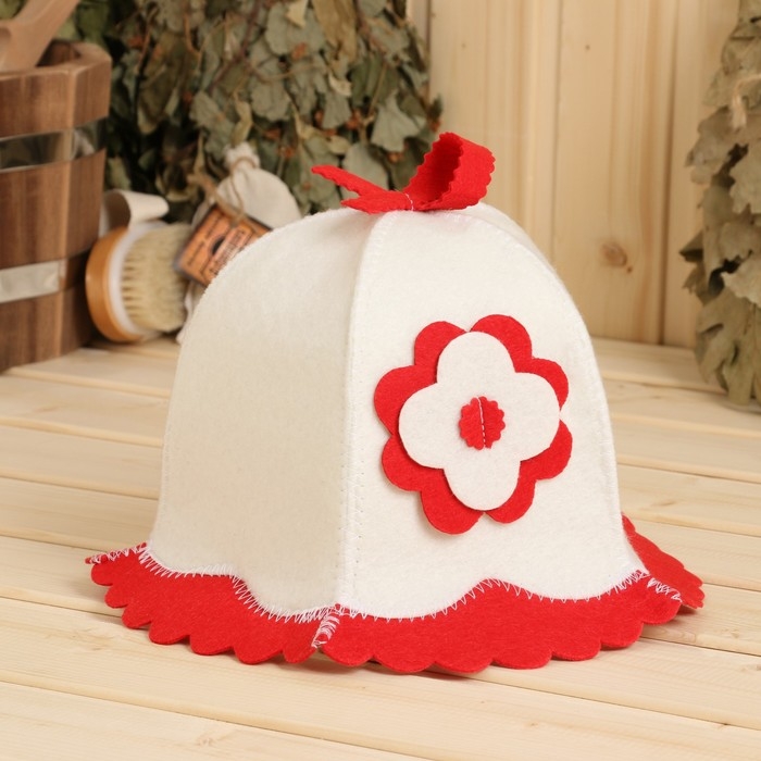 Набор для бани: шапка и коврик "Красотка"