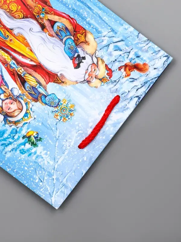 Пакет подарочный новогодний ламинированный, &laquo;Дед Мороз и Снегурочка&raquo; , 18&times;10&times;22.3 см