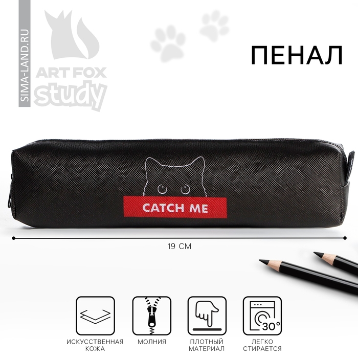 Пенал школьный из искусственной кожи &laquo;1 сентября: Кот&raquo;, 19 х 8 х 3 см