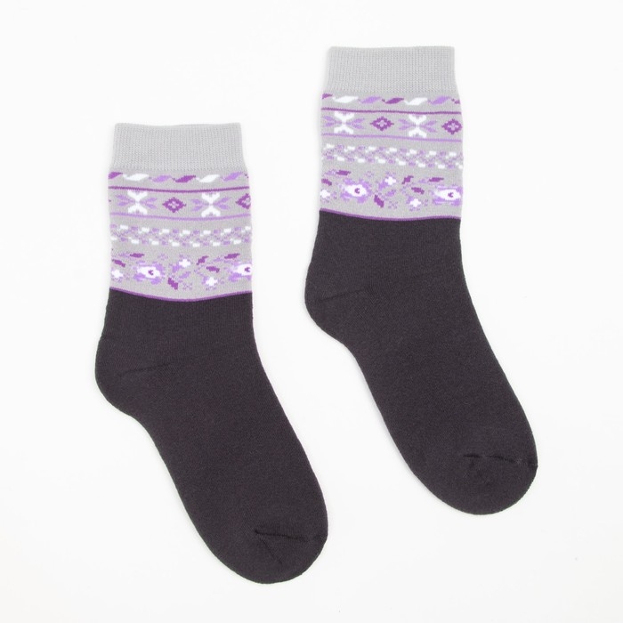 Носки женские махровые, цвет тёмно-серый, размер 23-25