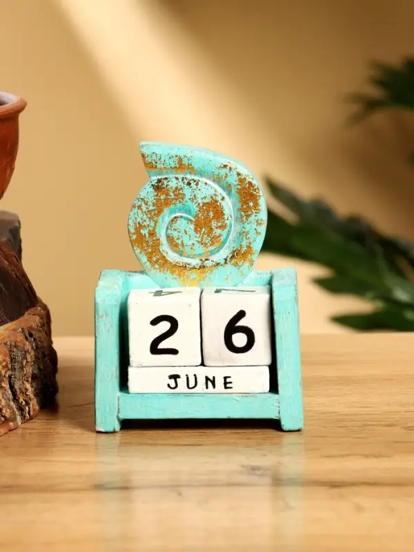 Календарь настольный &laquo;Ракушка&raquo;, 7&times;4&times;9 см, дерево, бирюзовый