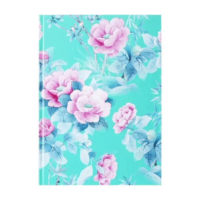 Колледж-тетрадь в твердой обложке 7БЦ, А4, 160 листов, Цветы на мятном фоне, блок в клетку, матовая ламинация, ВЫБОРОЧНЫЙ ЛАК
