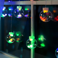 Гирлянда &laquo;Бахрома&raquo; 2.4 &times; 0.7 м с насадками &laquo;Шарики&raquo;, IP20, прозрачная нить, 108 LED, свечение мульти, 8 режимов, 220 В