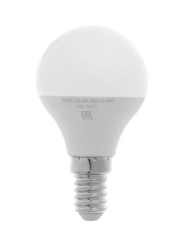 Лампа светодиодная TANGO, G45, 7 Вт, E14, 665 Лм, 6500K, IP20,  свечение холодное белое, матовое сте