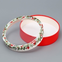 Коробка для макарун тубус с окном &laquo;Новогодняя ботаника&raquo;, 20 х 20 х 5 см, Новый год