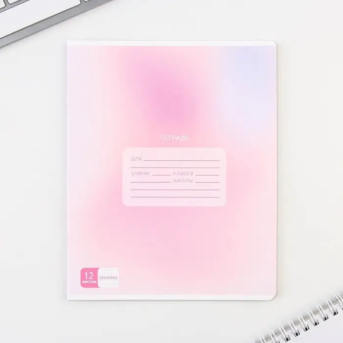 Тетрадь в линейку 12 листов А5, на скрепке &laquo;Градиент&raquo;, 5 видов, белизна 96%, МИКС
