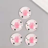 Кабошон стекло для творчества "Круг. Следы кошки" 3х3 см