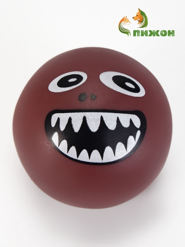 Игрушкка пищащая "Мяч монстр" для собак, 7 см, коричневая