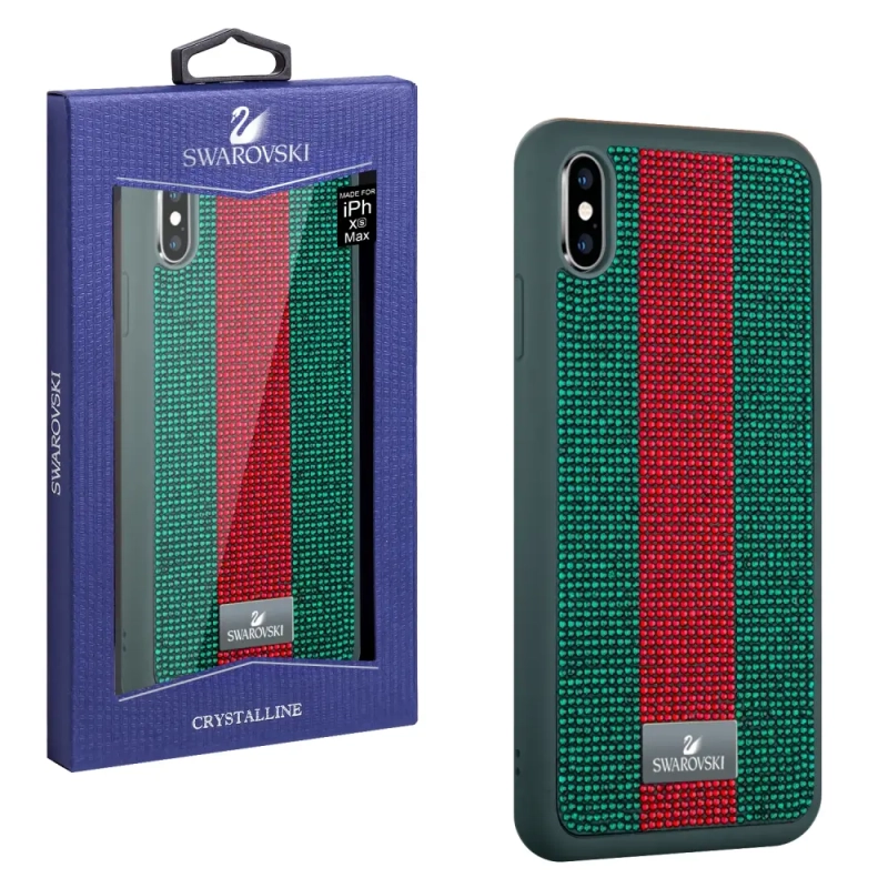 Чехол iPh XS MAX Swarovski Porsche зеленый